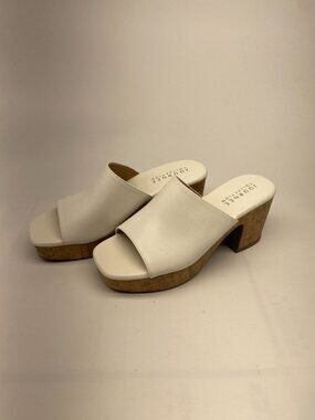 Journee Collection Womens White Cork Heel Sandal Sz 9.5